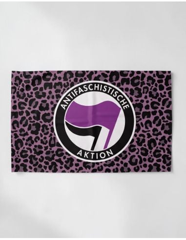 Antifa Leo - Pink - Fahne - @ No Borders
