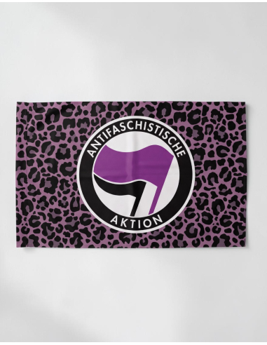 Antifa Leo - Pink - Flag - @ No Borders