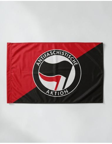 Antifaschistische Aktion - Flag - Diagonal - Black Flag - @ No Borders