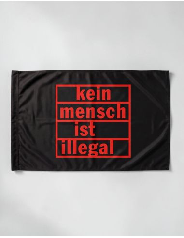 Kein Mensch ist illegal - Fahne - Black/Red - @ No Borders