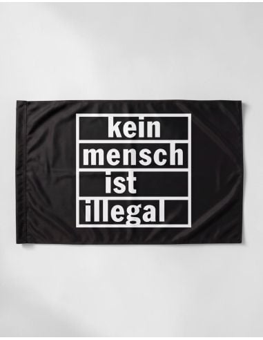 Kein Mensch Ist Illegal - Flag - Black/White - @ No Borders