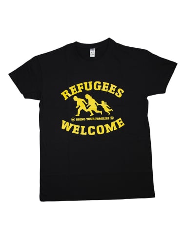 Refugees Welcome - No Borders - T-Shirt - Black/Yellow - @ No Borders