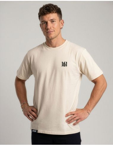 161 - Mob Action - T-Shirt - Embroidered Logo - Natural Raw - @ No Borders