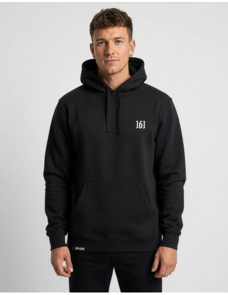 161 - No Borders - Hoodie - Embroidered Logo - Black