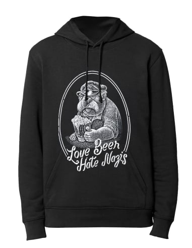 Love Beer Hate Nazis - No Borders - Hoodie - Black - @ No Borders