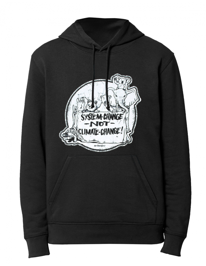 System Change Not Climate Change - No Borders - Hoodie - Black