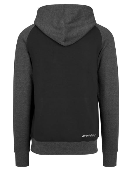 Kein Mensch ist illegal - Hoodie - No Borders - Black/Dark Grey