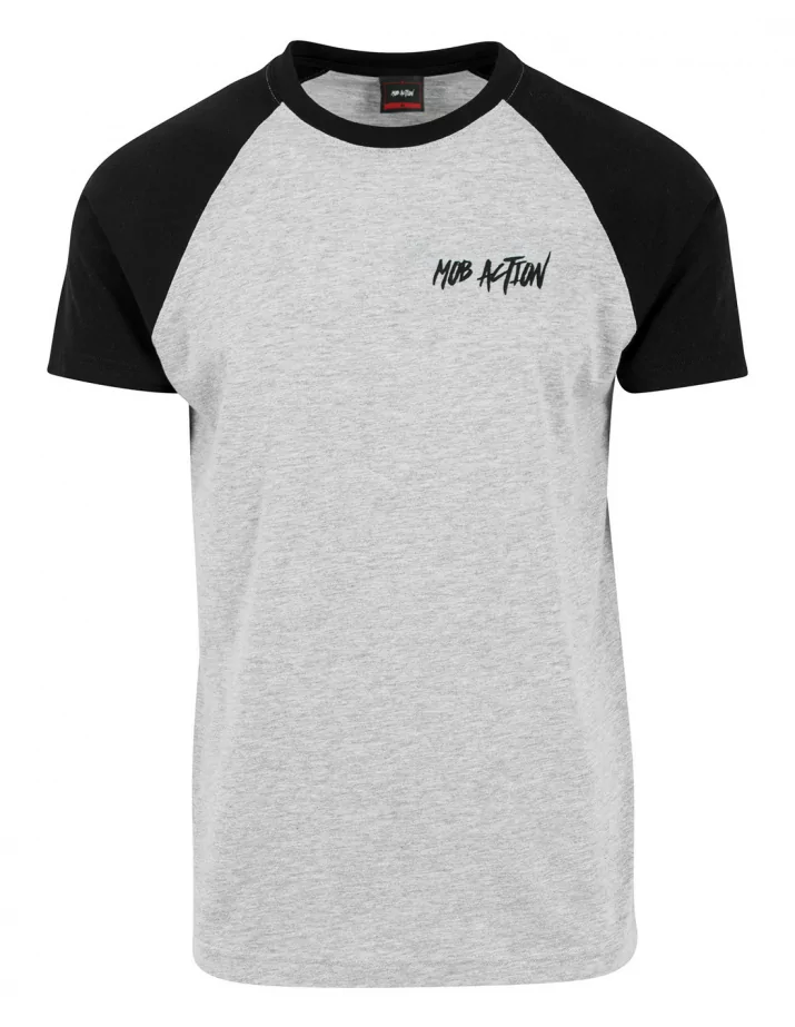 Mob Action - New Logo - T-Shirt - Raglan - Grey/Black