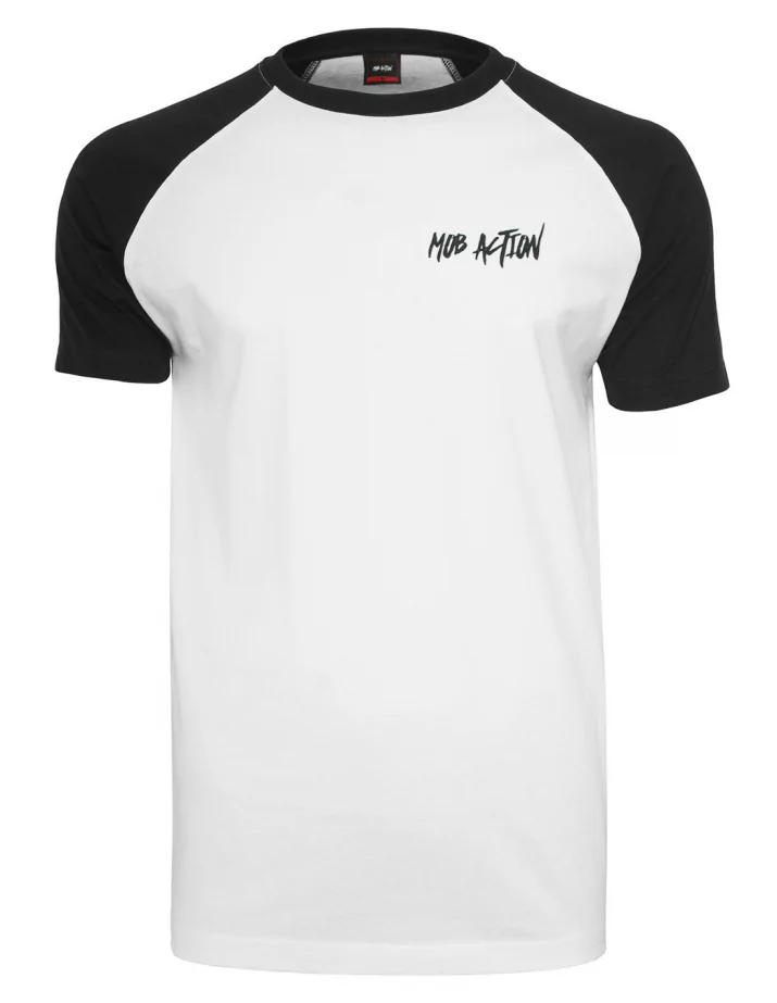 Mob Action - New Logo - T-Shirt - Raglan - White/Black